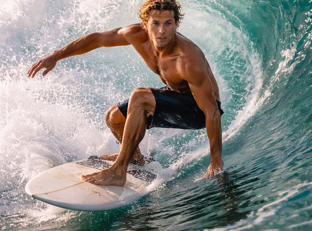 Carving through the turquoise wave