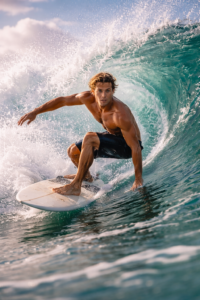 Carving through the turquoise wave