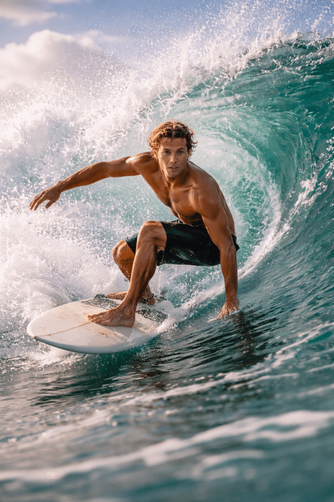 Carving through the turquoise wave